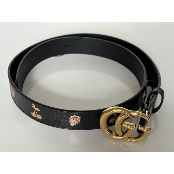 New Gucci Women\'s GG Marmont Leather Belt Black 95/38 Italy 625839 main image 4